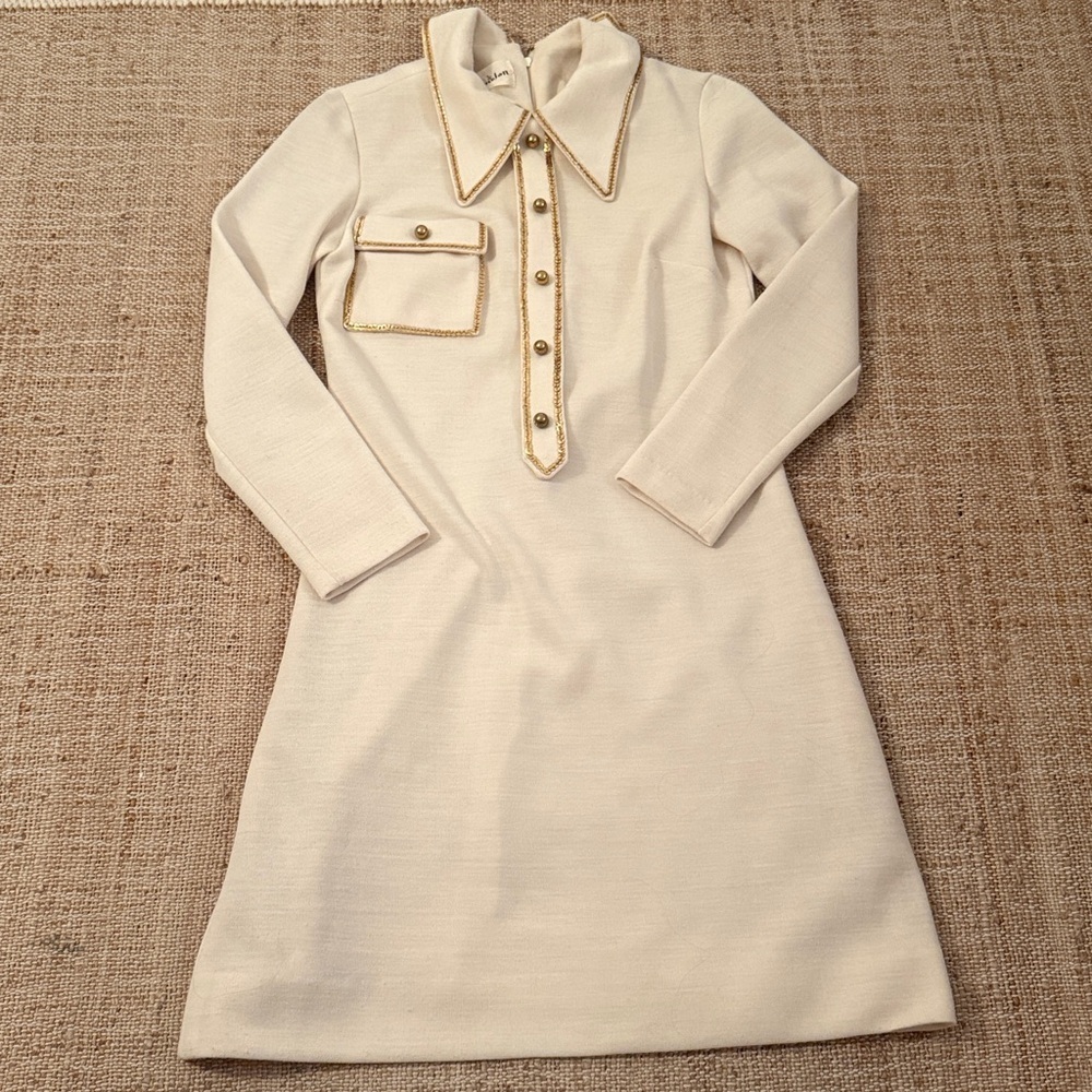 Vintage Knits of Camelot dress Cream Gold Sequin